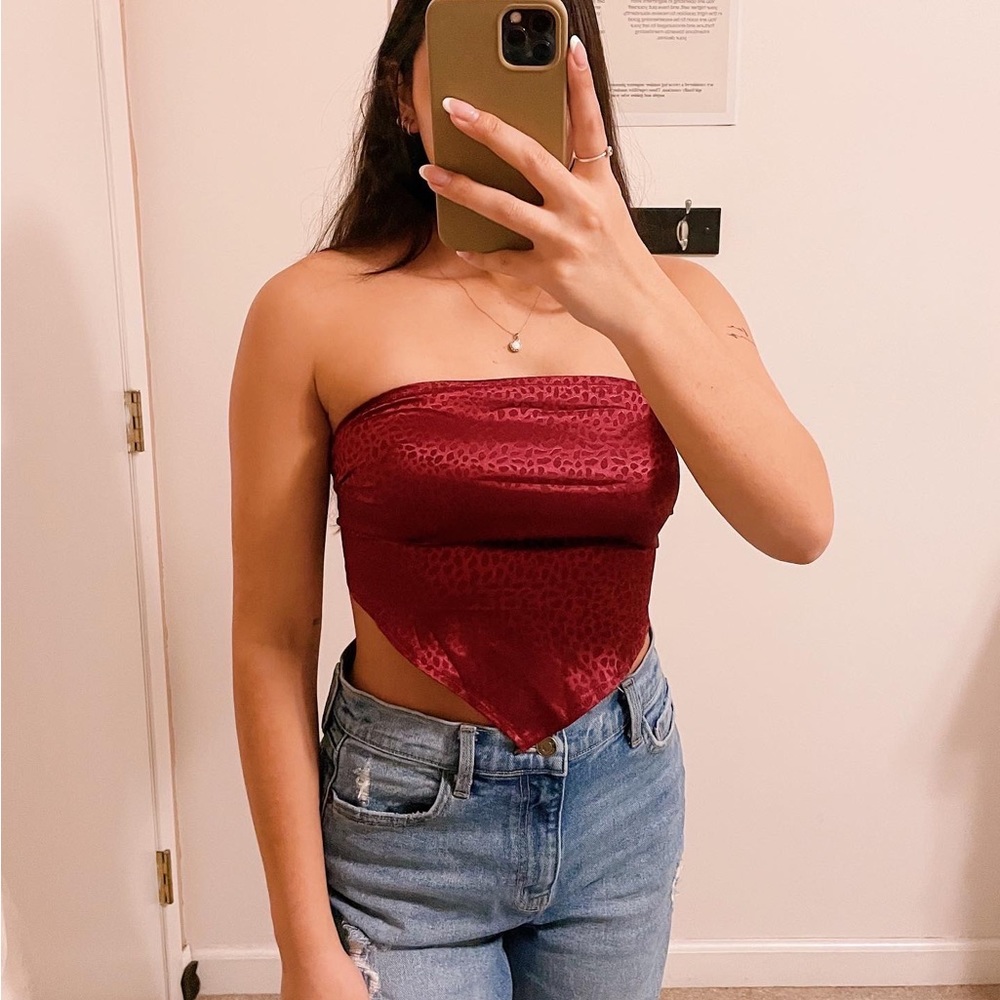 Silky Red Bandana Shirt with Pattern